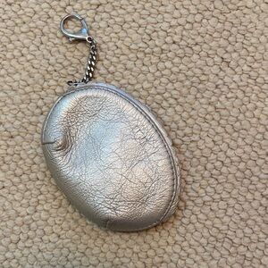 UGG Metallic Silver Leather Keychain Pouch